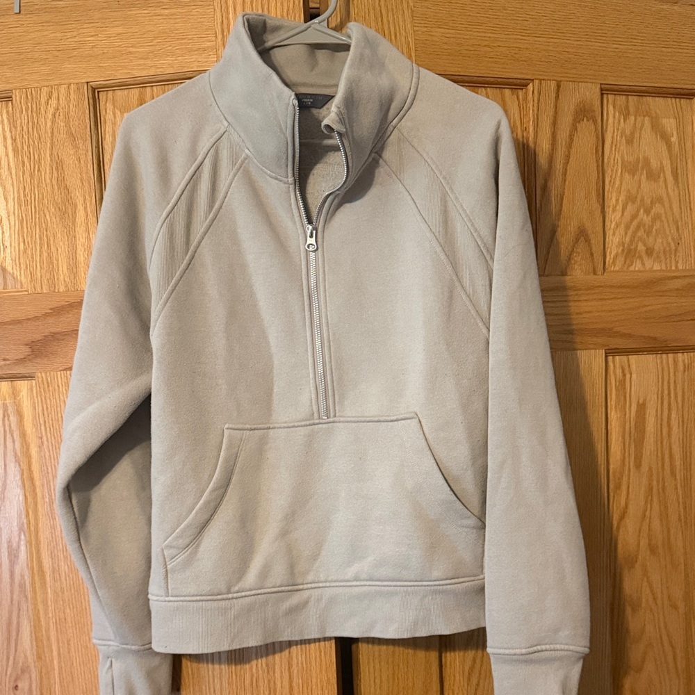 Women’s DANSKIN Half-Zip Fleece Pullover Sweater - Stone